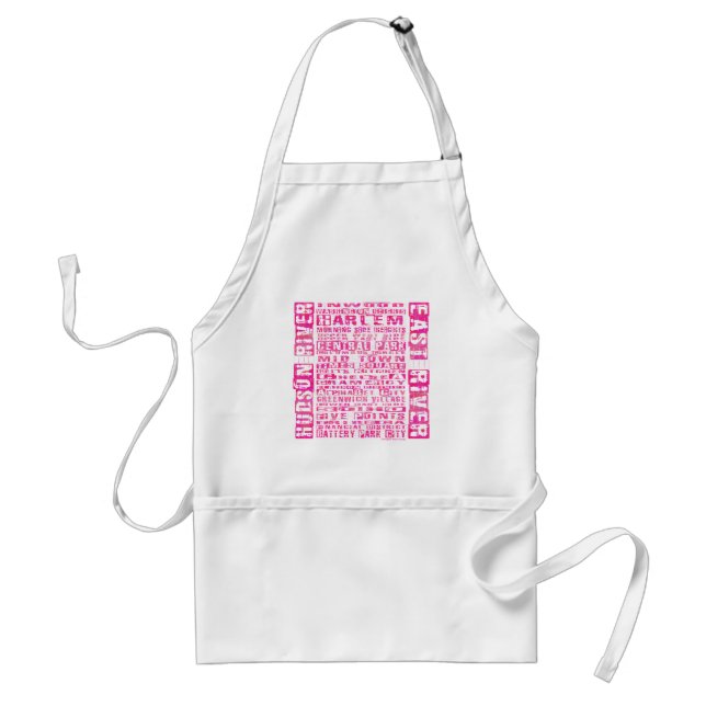 NYC Neighborhoods Hot Pink Adult Apron (Front)