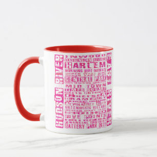 NYC Neighborhoods Hot Pink Mug