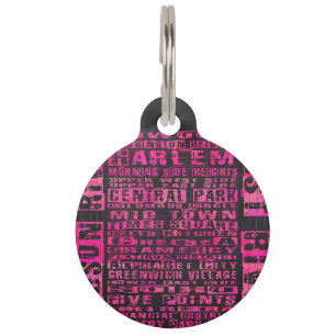 NYC Neighborhoods Hot Pink Pet Name Tag
