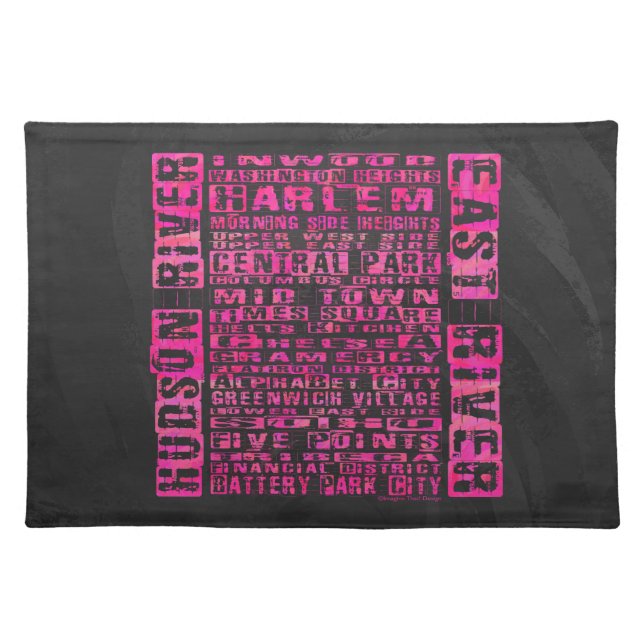 NYC Neighborhoods Hot Pink Placemat (Front)