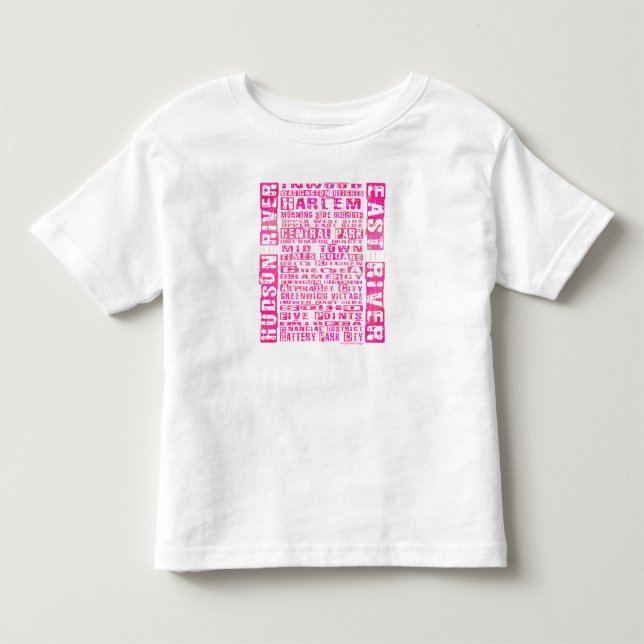 NYC Neighborhoods Hot Pink Toddler T-shirt (Front)