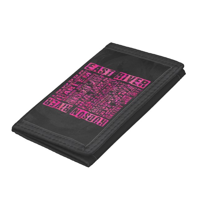 NYC Neighborhoods Hot Pink Tri-fold Wallet (Bottom)