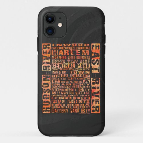 NYC Neighborhoods Orange iPhone 11 Case