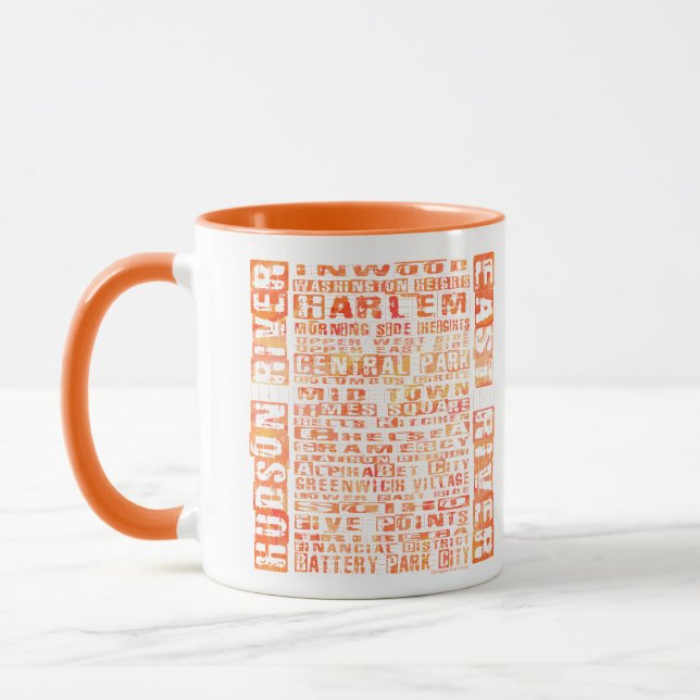 NYC Neighborhoods Orange Mug (Left)