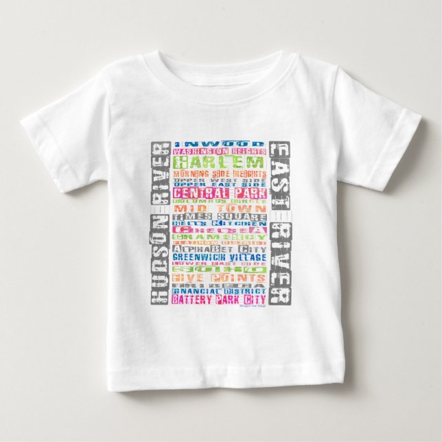 NYC Neighborhoods Rainbow Baby T-Shirt (Front)