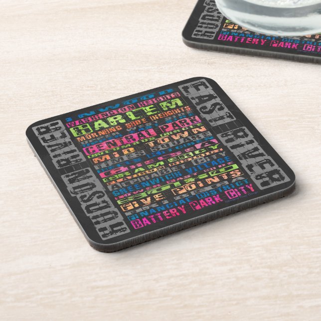 NYC Neighborhoods Rainbow Drink Coaster (Left Side)