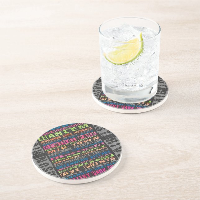 NYC Neighborhoods Rainbow Drink Coaster (Side)