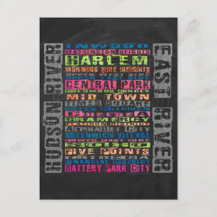 NYC Neighborhoods Rainbow Postcard