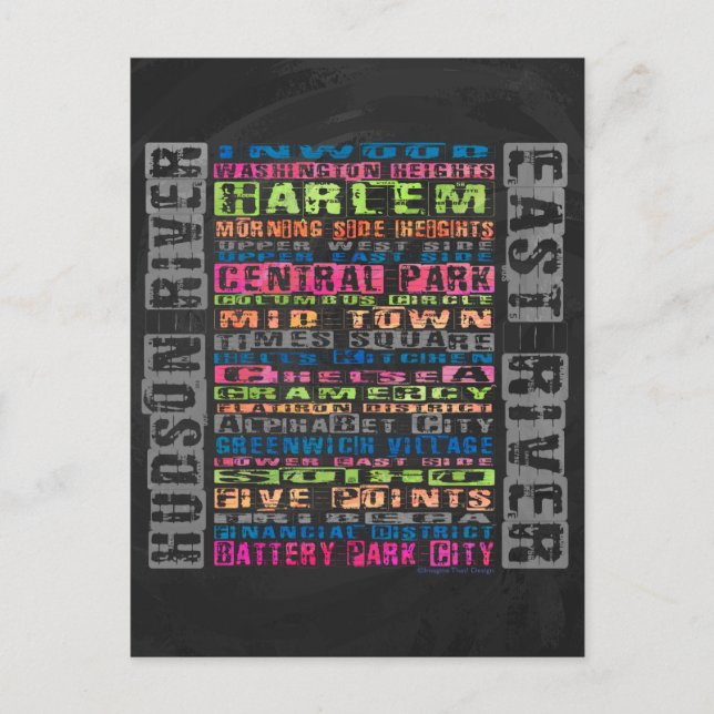 NYC Neighborhoods Rainbow Postcard (Front)