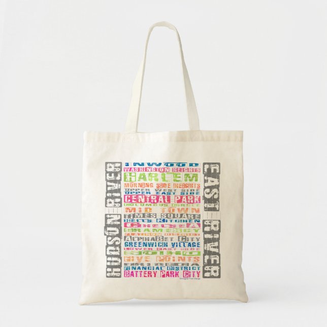 NYC Neighborhoods Rainbow Tote Bag (Front)