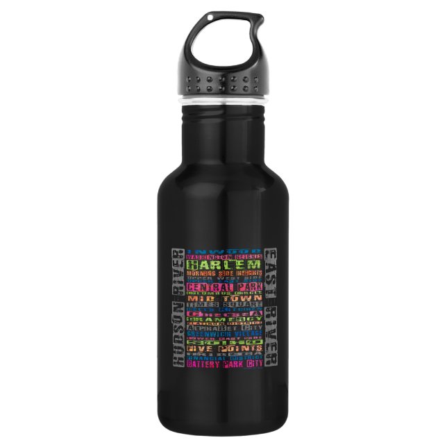 NYC Neighborhoods Rainbow Water Bottle (Front)