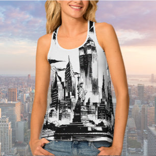 NYC New York Black White Graphic Women's Tank Top