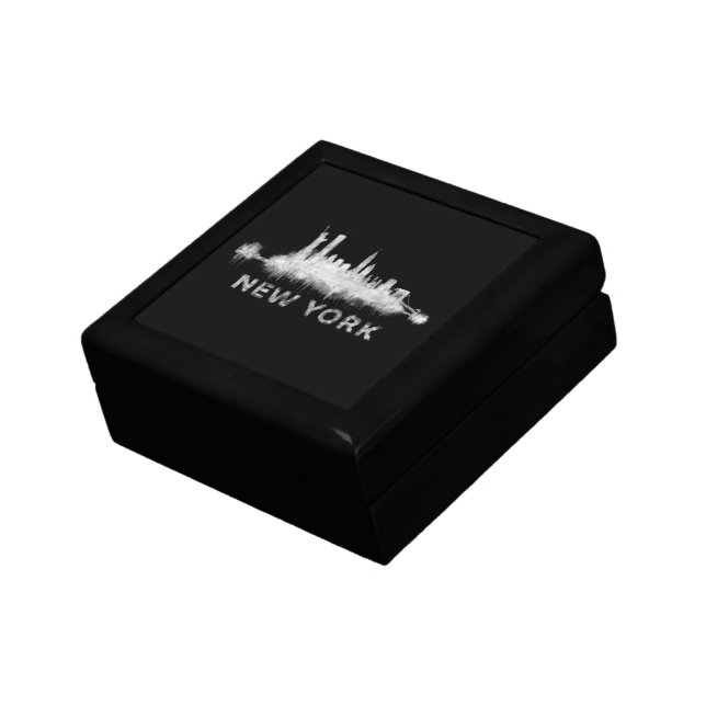 NYC New York black-White Skyline cityscape v01 Gift Box (Side)