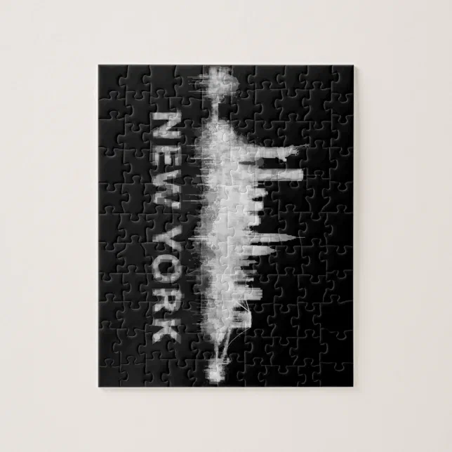 NYC New York black-White Skyline cityscape v01 Jigsaw Puzzle | Zazzle