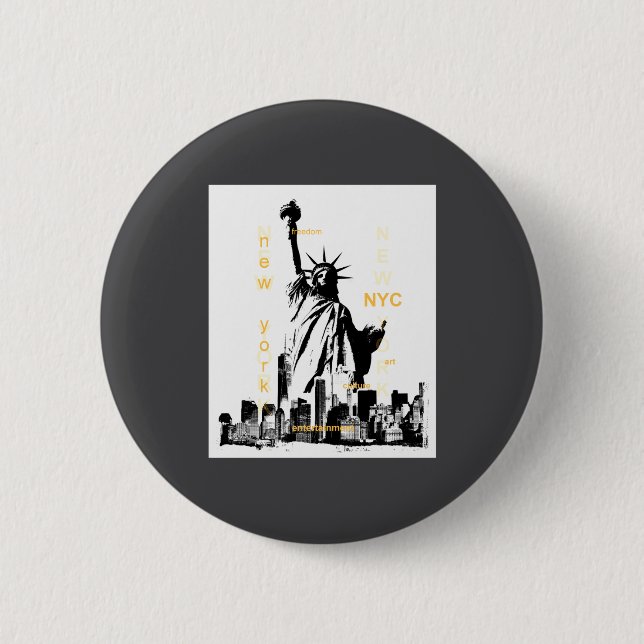 Nyc New York Brooklyn Bridge Liberty Statue Mens  Button (Front)