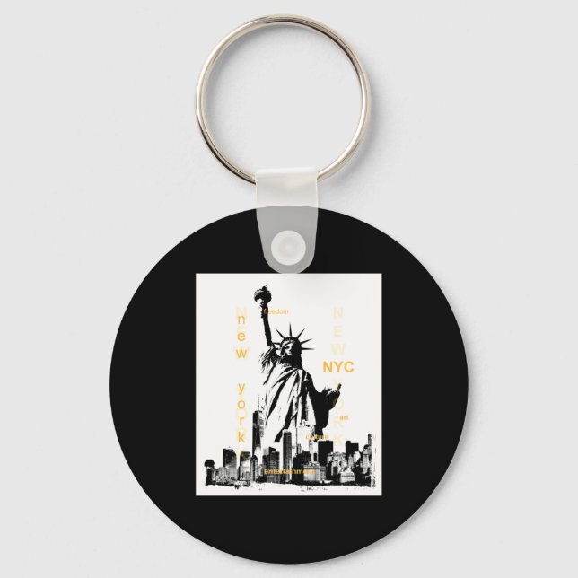 Nyc New York Brooklyn Bridge Liberty Statue Mens _ Keychain (Front)
