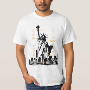 Nyc New York Brooklyn Bridge Liberty Statue Mens T-Shirt