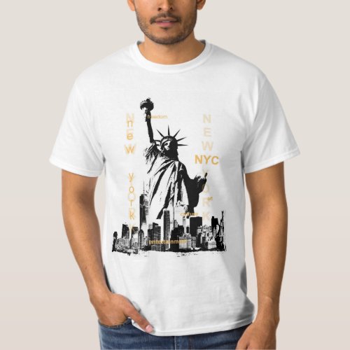 Nyc New York Brooklyn Bridge Liberty Statue Mens T_Shirt