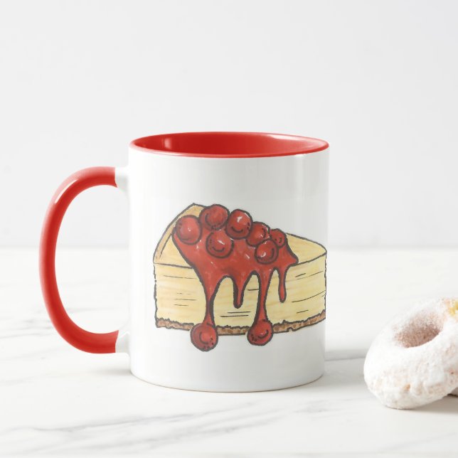 NYC New York Cherry Cheesecake Cake Slice Foodie Mug (With Donut)
