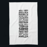 NYC New York City Black and White Neighborhoods Kitchen Towel<br><div class="desc">NYC New York City Black and White Neighborhoods kitchen towel.</div>