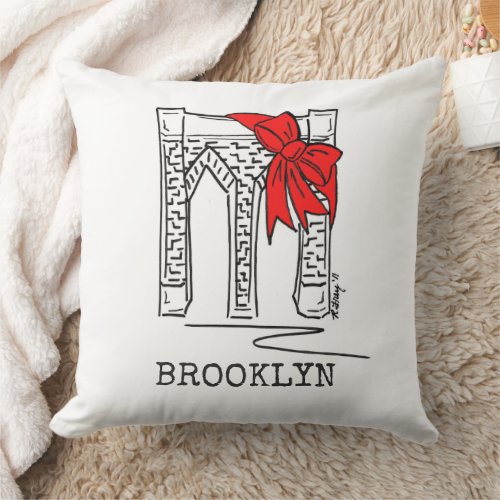NYC New York City Brooklyn Bridge Christmas Decor Throw Pillow