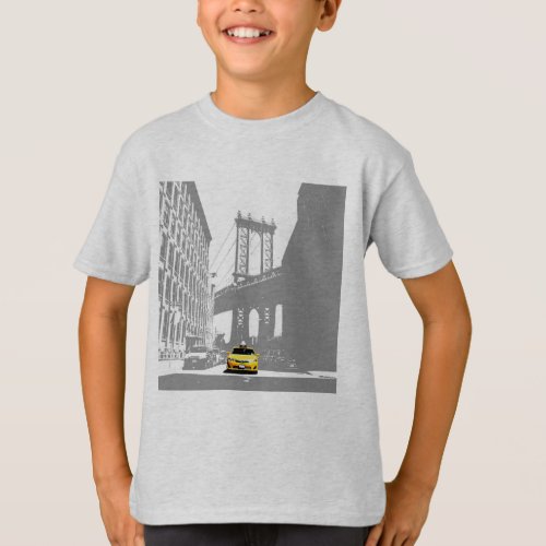 Nyc New York City Brooklyn Bridge Yellow Taxi Kids T_Shirt