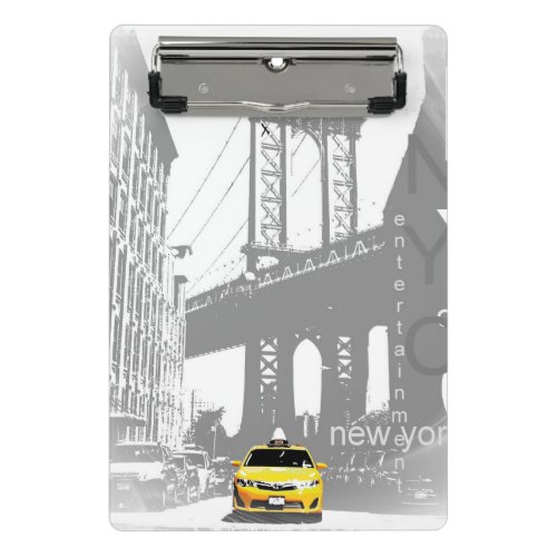Nyc New York City Brooklyn Bridge Yellow Taxi Mini Clipboard