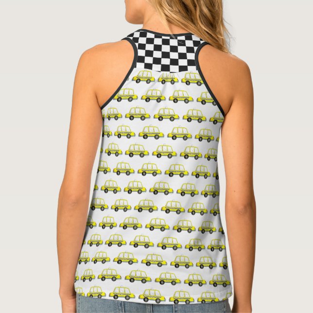 NYC New York City Checkered Yellow Taxi Cab Tank Top (Back)