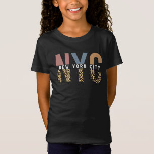 NYC New York City Cheetah print Typography T-Shirt