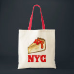 NYC New York City Cherry Cheesecake Slice Food Bag<br><div class="desc">Tote bag features an original marker illustration of a slice of cherry cheesecake,  with NYC in a fun font.</div>