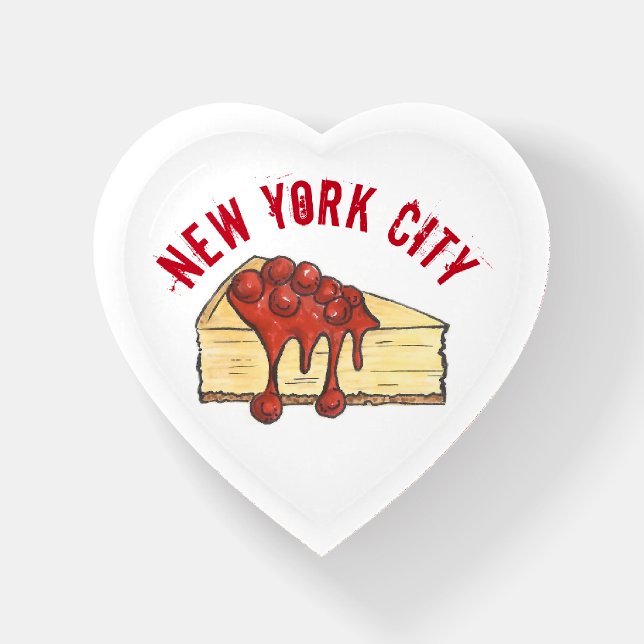 NYC New York City Cherry Cheesecake Slice Paperweight (Front)