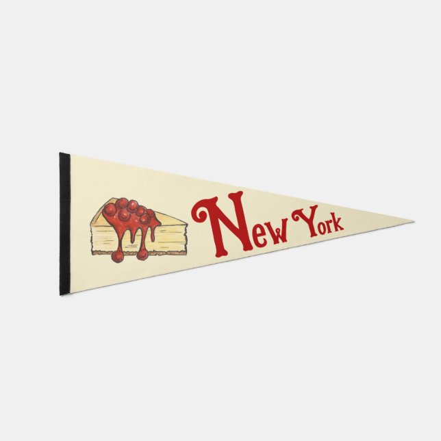 NYC New York City Cherry Cheesecake Slice Pennant Flag (Front)