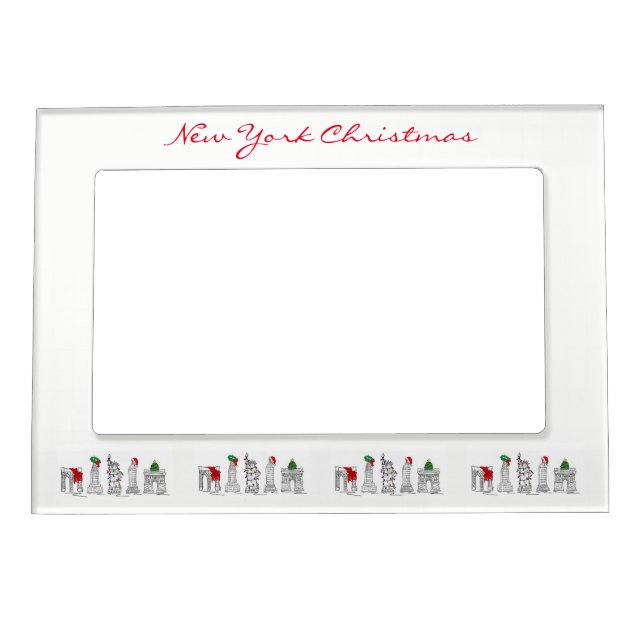 NYC New York City Christmas Xmas Holiday Landmarks Magnetic Frame (Front)