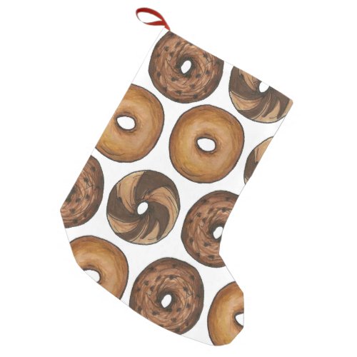 NYC New York City Deli Marble Rye Plain Bagel Small Christmas Stocking