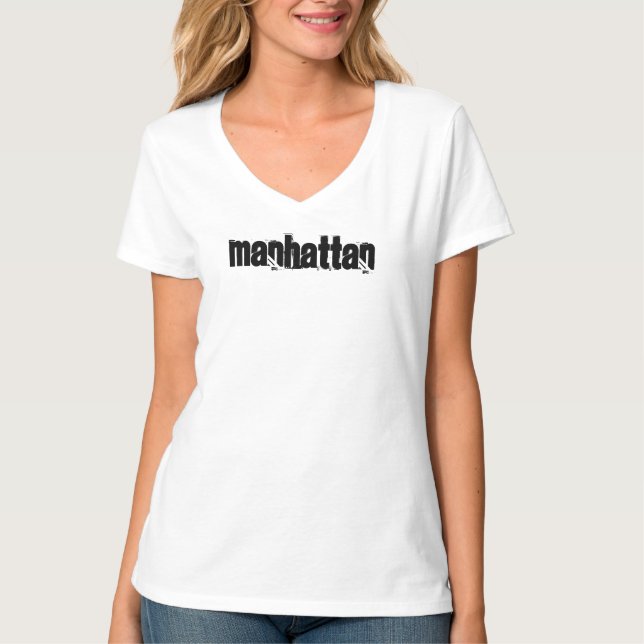 Nyc New York City Elegant Manhattan Template White T-Shirt (Front)