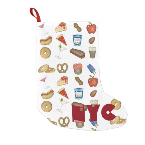 NYC New York City Foods Pretzel Pizza Bagel Steak Small Christmas Stocking