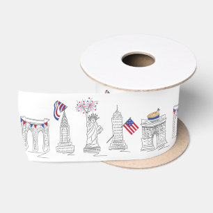 NYC New York City July Fourth 4th USA Americana Satin Ribbon