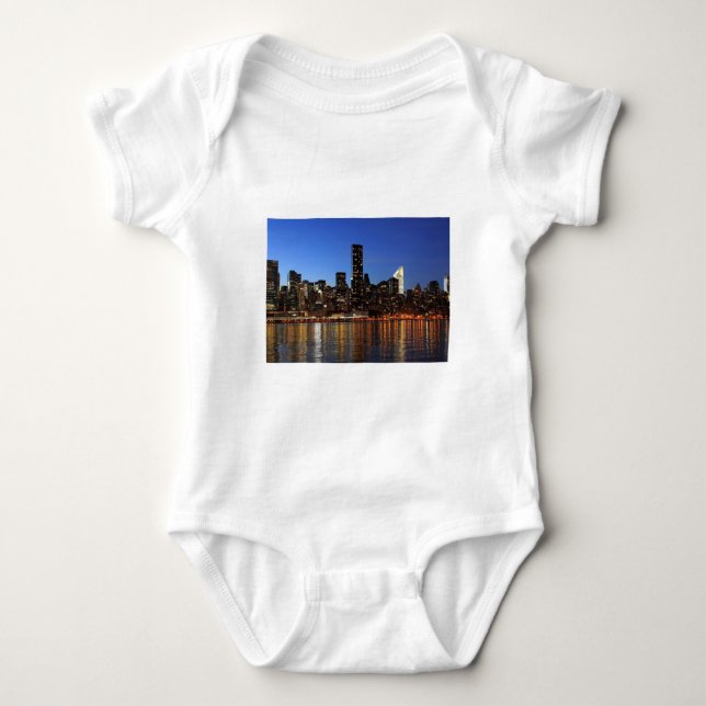 NYC New York City Manhattan Night Baby Bodysuit (Front)