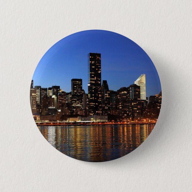 NYC New York City Manhattan Night Button (Front)