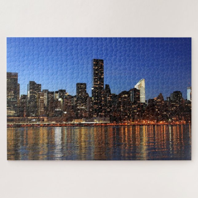 NYC New York City Manhattan Night Jigsaw Puzzle (Horizontal)