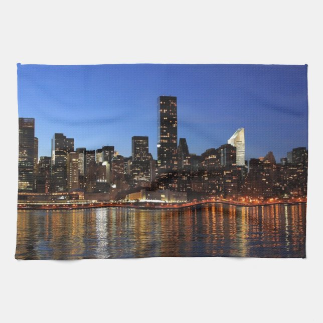 NYC New York City Manhattan Night Kitchen Towel (Horizontal)