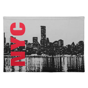 NYC New York City Manhattan Night Pop Art Cloth Placemat
