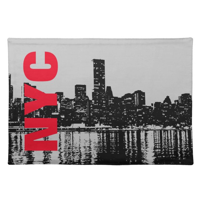NYC New York City Manhattan Night Pop Art Cloth Placemat (Front)