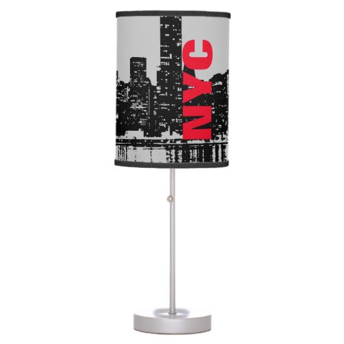 NYC New York City Manhattan Night Pop Art Table Lamp