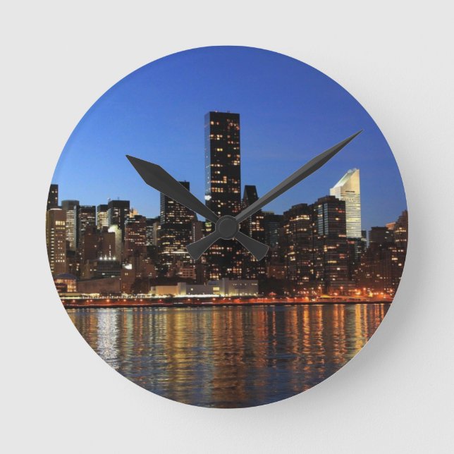 NYC New York City Manhattan Night Round Clock (Front)