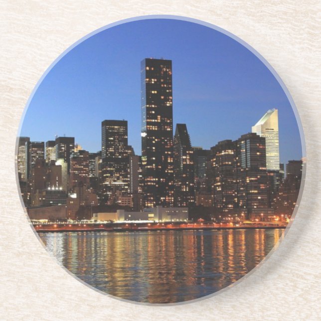 NYC New York City Manhattan Night Sandstone Coaster (Front)