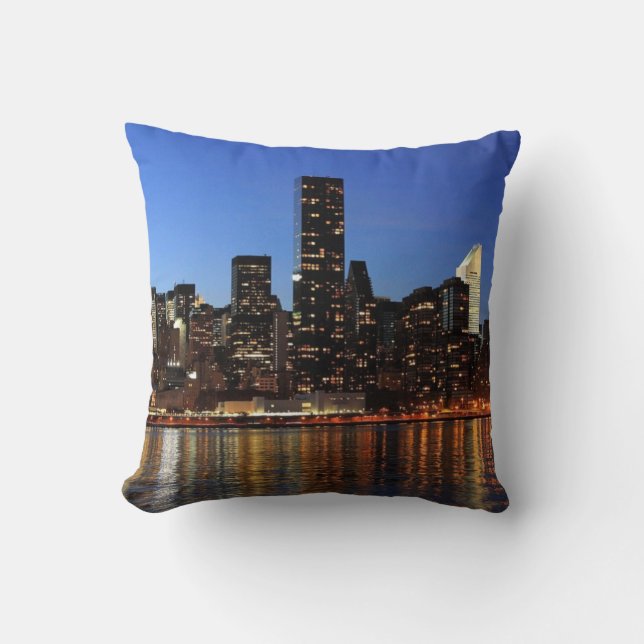 NYC New York City Manhattan Night Throw Pillow (Front)