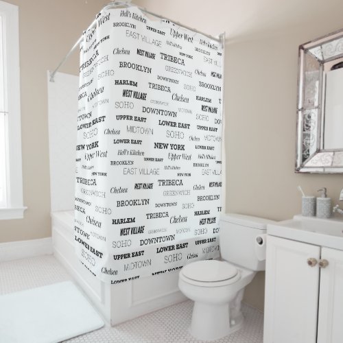 NYC New York City Neighborhoods Shower Curtain