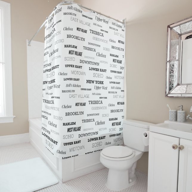 NYC New York City Neighborhoods Shower Curtain (In Situ)