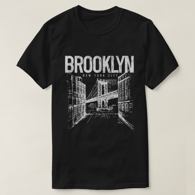 NYC New York City NY Brooklyn Bridge T-Shirt (Design Front)